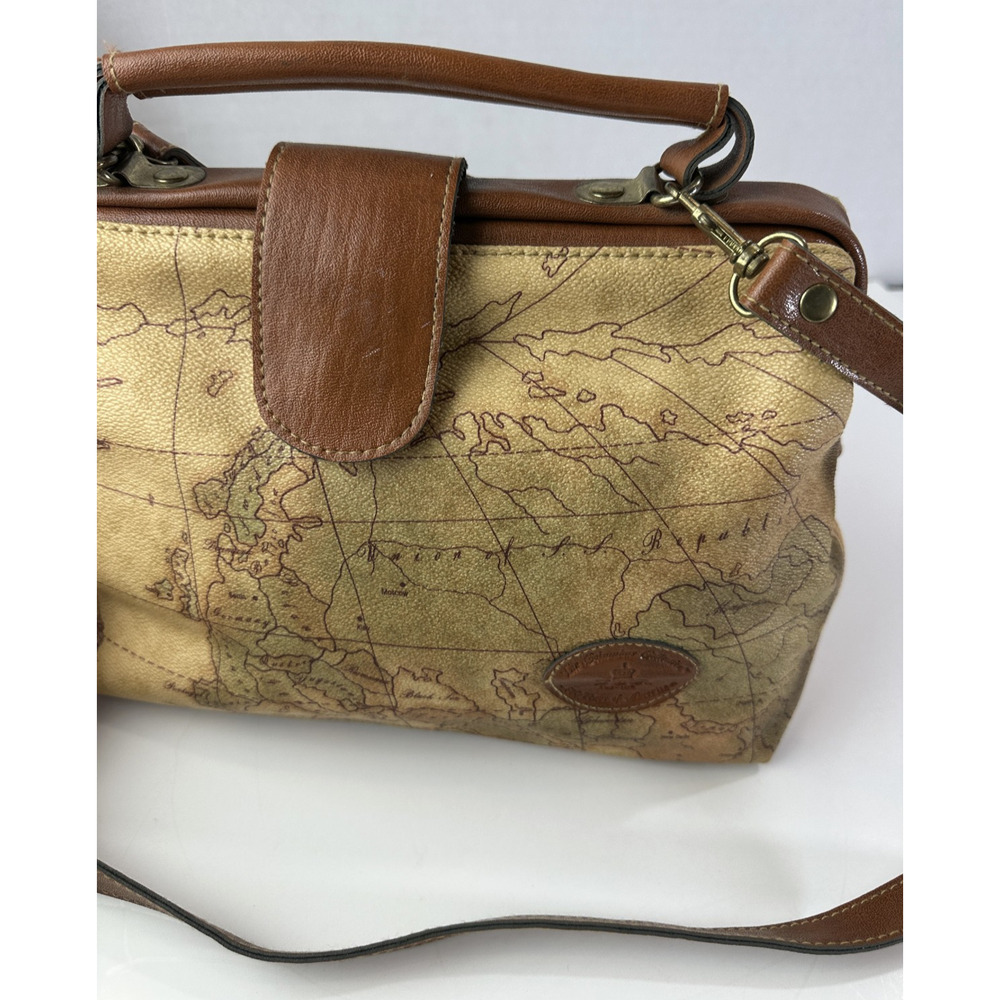 The Columbus Collection By Bagoda Vtg Map Print Travel Luggage Satchel Gladstone - Picture 3 of 16